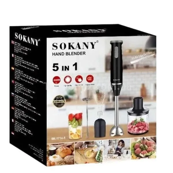 Бытовой ручной блендер 5 в 1 Sokany SK-1714-5, 800 Вт, многофункциональный, для кухни Одесса - изображение 3