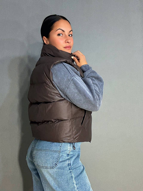 Жилетка жіноча A-N 10013 дута без капюшона коричнева, коричневий, 42 Київ - фото 5