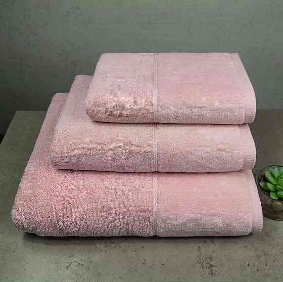 Набір велюр/махра рушників 3шт GM Textile 40x70см, 50x90см, 70x140см Premium Milado 550г/м2 (Рожевий Суми