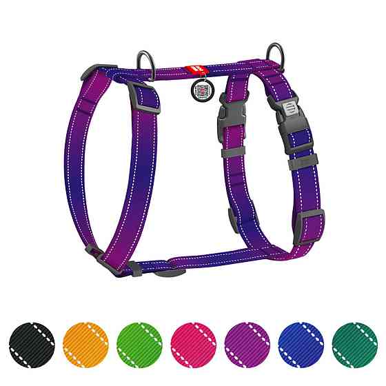 Шлея для собак анатомічна H-подібна WAUDOG Nylon Mono з QR-паспортом, світловідбивна, пластиковий фастекс, розмір XL, Ш 25 мм, А 60-100 см, В 68-100 с Київ
