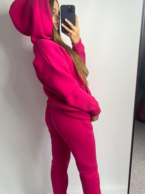 Женский теплый костюм оверсайз Малиновый S Харьков - изображение 2