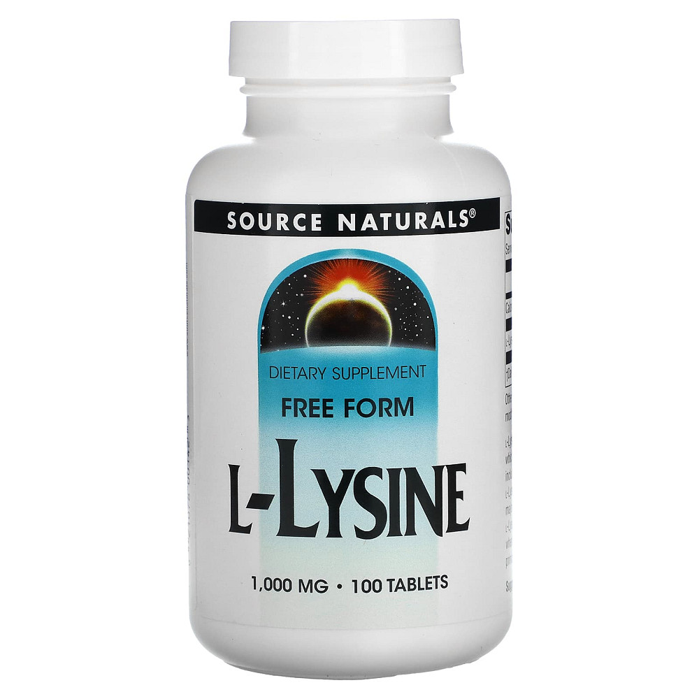 Лизин, L-Lysine, Source Naturals, 1000 мг, 100 таблеток Луцк - изображение 1