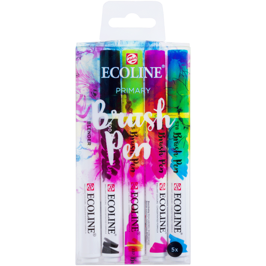 Набір пензлів-ручок Ecoline Brushpen PRIMARY X 5кол Royal Talens Київ - фото 1