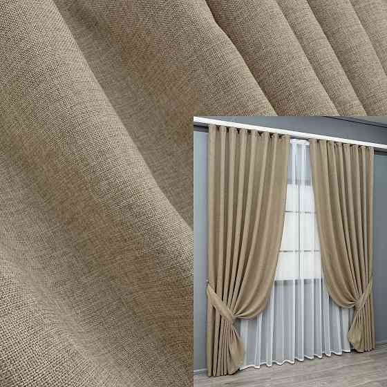Комплект готових штор VR-Textil Льон Льон Мішковина № 1141ш Капучино 150х240 см 2 шт (39-0144) Київ
