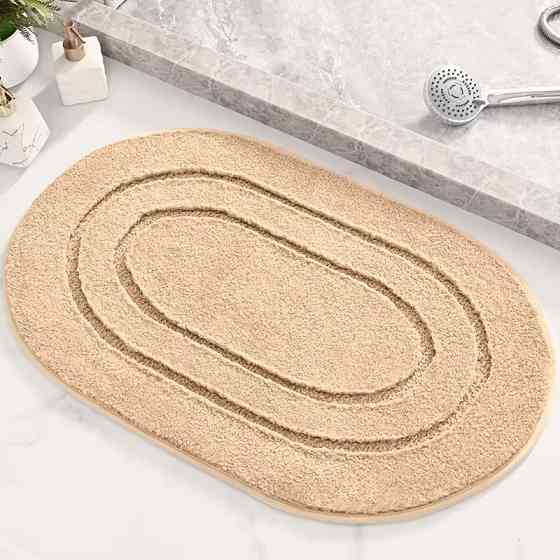 Килимок для ванної кімнати і душа килимок для ніг в душову, мікрофібра, атиковзкий овальний 50х80 см, бежевий Кам'янець-Подільський