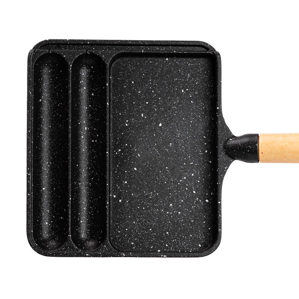 Сковорода прямокутна на 3 секції з антипригарним покриттям чорна HP39572B Коломия - фото 2