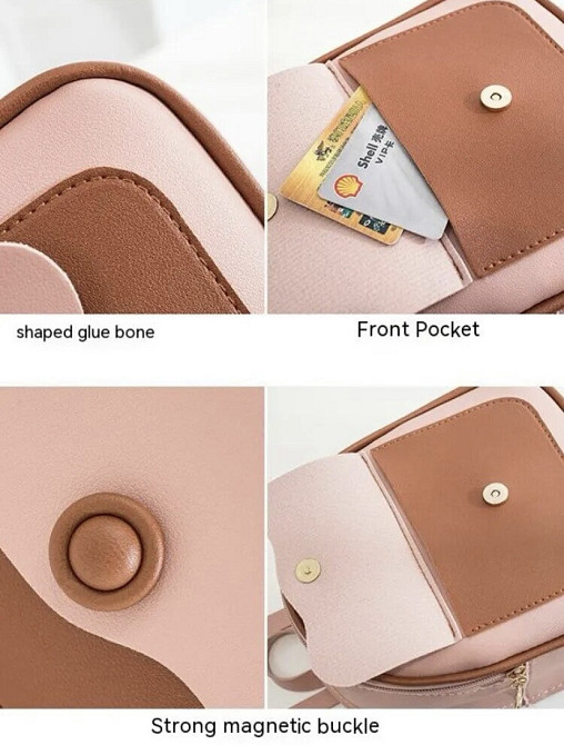 Маленькая женская сумочка через плече, сумочка для девочек, черный,  - размер сумки 21*18*8 см, 2 кармана Киев - изображение 8