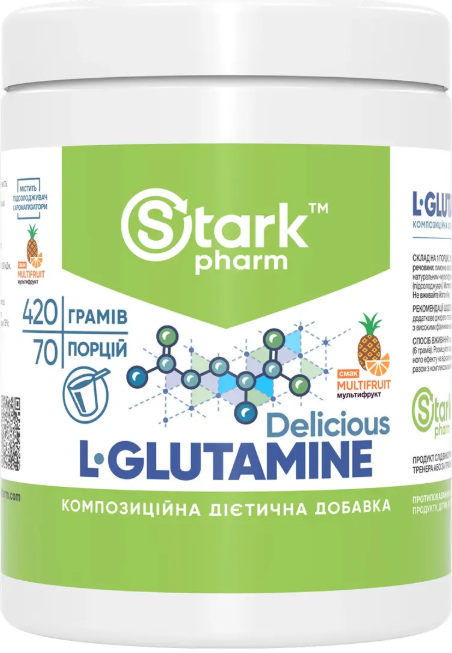 Глютамин Stark Pharm L-Glutamine Delicious 420g мульти фрукты Киев - изображение 1