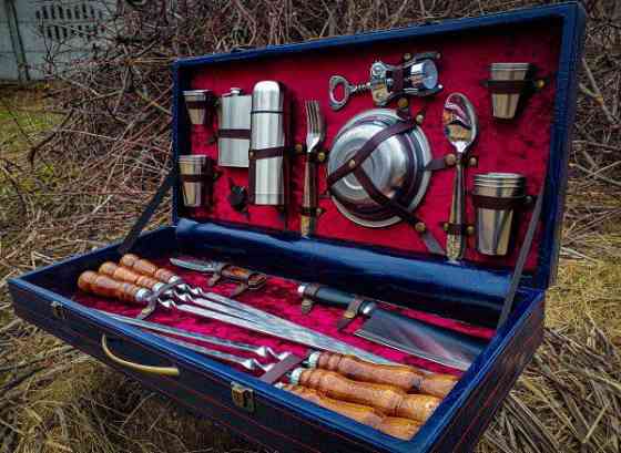 Подарочний набір для шашлика в кожаному кейсі ідеальний подарунок мужу VIP 4 Тернопіль