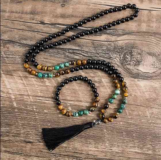 Чётки на 108 бусин и браслет из натурального камня Киев