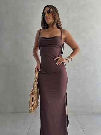 Женское романтичное элегантное платье с открытой спиной турецкое вискоза Шоколад, 46/48 Одесса