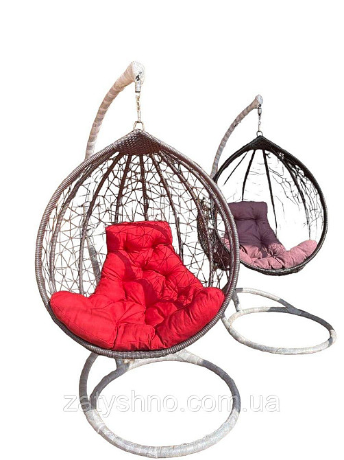 Крісло Кокон із ротанга підвісне з подушкою Київ - фото 3