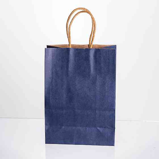 Набір подарункових крафтових пакетів з паперу 12 (шт.) гарні пакети для подарунків 15×8×21 (см) Синій HP-10359-5BL Київ