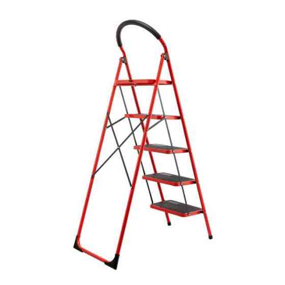 Драбина сталева, 5 сходинок, 380×260 мм, висота: 1617 мм, висота до платформи: 1215 мм INTERTOOL LT-0039 Київ