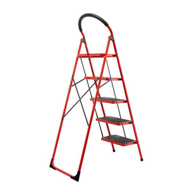 Драбина сталева, 5 сходинок, 380×260 мм, висота: 1617 мм, висота до платформи: 1215 мм INTERTOOL LT-0039 Київ - фото 2