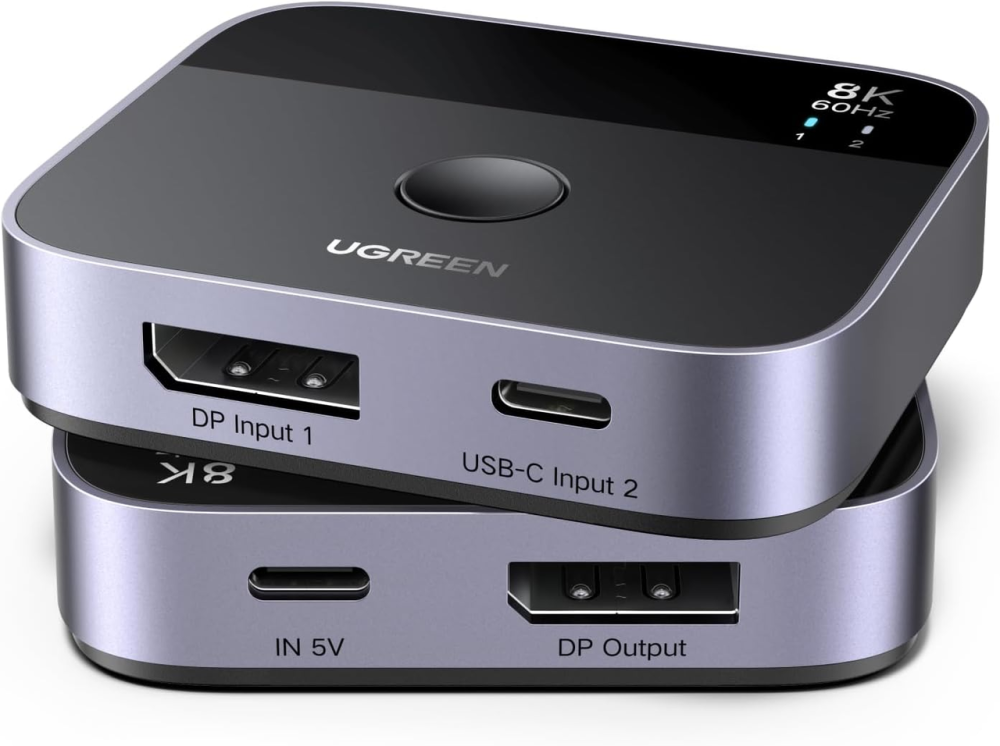 Перемикач UGREEN DisplayPort / USB-C 8K@60Hz KVM Світч 2 входи 1 вихід DP 1.4 для ПК, PS5, Xbox, MacBook Київ - фото 2