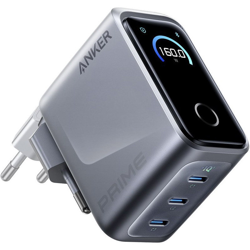 Мережевий зарядний пристрій Anker GaN Prime Charger 160 W, 3xUSB-C, Display Silver (A2687341) ( 25407 ) Харків - фото 7