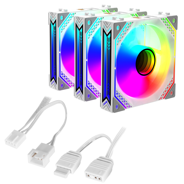 Корпусні вентилятори 2E GAMING Air Cool Magic Mirror ACF120MW-ARGB, 3x120мм, 2000rpm, 4pin PWM +5VARGB, 20.5dBa, білий Киев - изображение 11