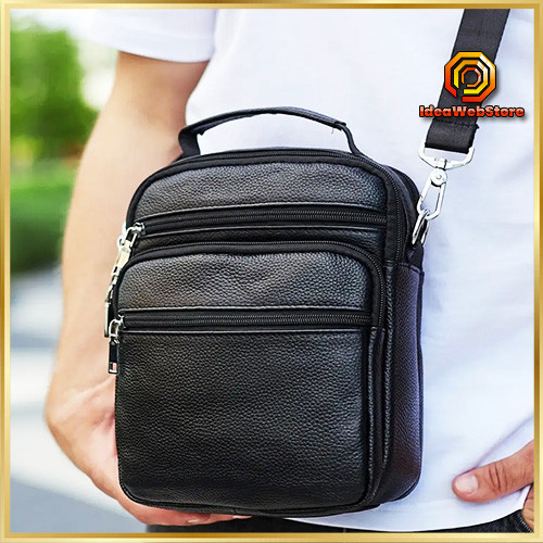Шкіряний чоловічий месенджер чорний Bexhill Чоловіча шкіряна сумка чорна Київ - фото 1