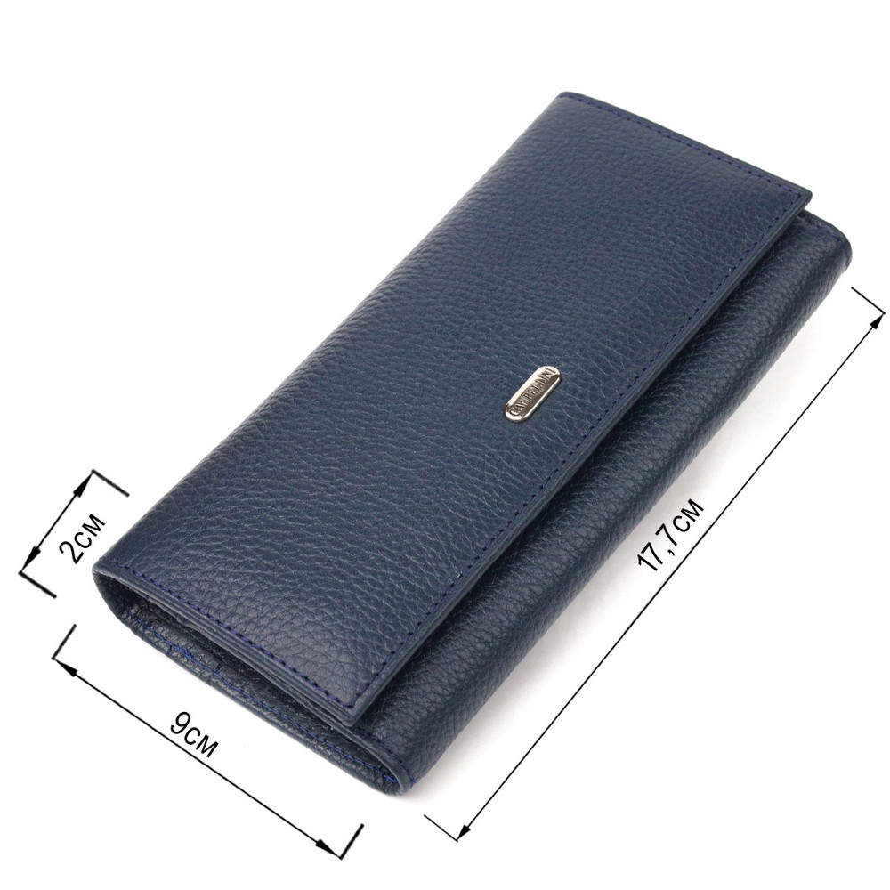 Практичний жіночий гаманець із натуральної зернистої шкіри Синій (CANPELLINI) Київ - фото 7