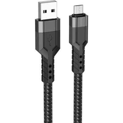 Дата кабель USB 2.0 AM to Micro 5P 1.2m 2.4A nylon aluminum U110 black HOCO (6931474770585) Винница