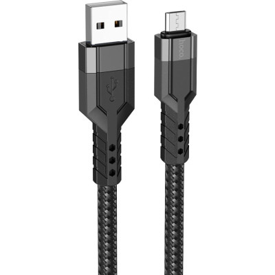 Дата кабель USB 2.0 AM to Micro 5P 1.2m 2.4A nylon aluminum U110 black HOCO (6931474770585) Винница - изображение 2