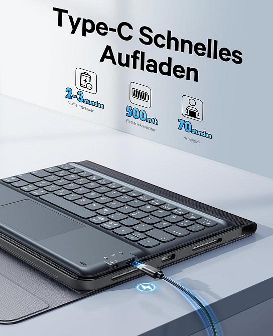 Earto клавіатура-чохол для iPad Air 11 і iPad Pro 11 2025/2024 (M3/M2) чорна QWERTY з підсвіткою та тачпадом Київ - фото 5