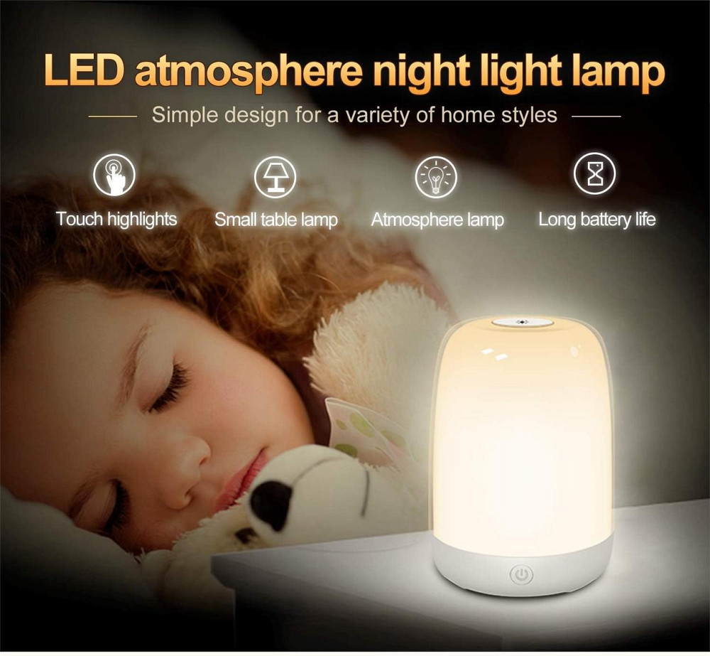 Стильная сенсорная ночная лампа, 6 цветов, USB-зарядка аккумуляторная, регулируемая яркость, светильник ночник Киев - изображение 5