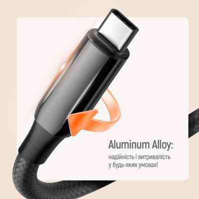 Дата кабель USB-C to USB-C 2.0m (PVC+Aluminum Alloy) (PD Fast Charging 240W) 5А black ColorWay (CW-CBPDCC070-BK) Вінниця
