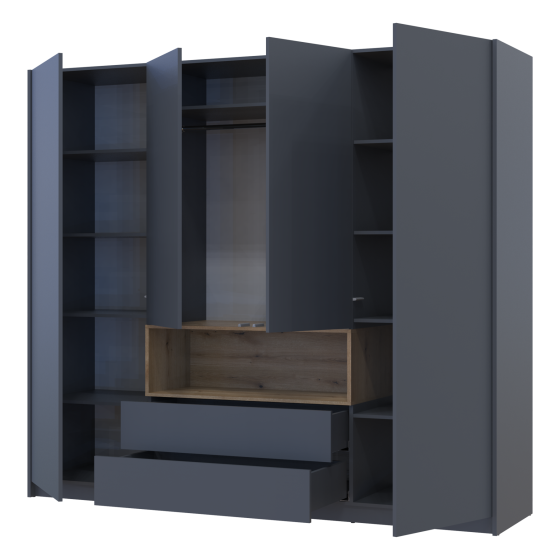 Шафа для одягу з нішою Doros Дейл 206х52х220 см Графіт/Дуб евок (DRS-011283) Львів