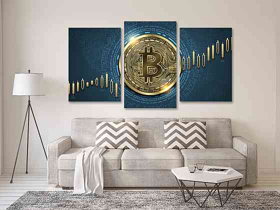 Модульная картина в гостиную / спальню Біткоін   Art-702_3 70x130 см Киев