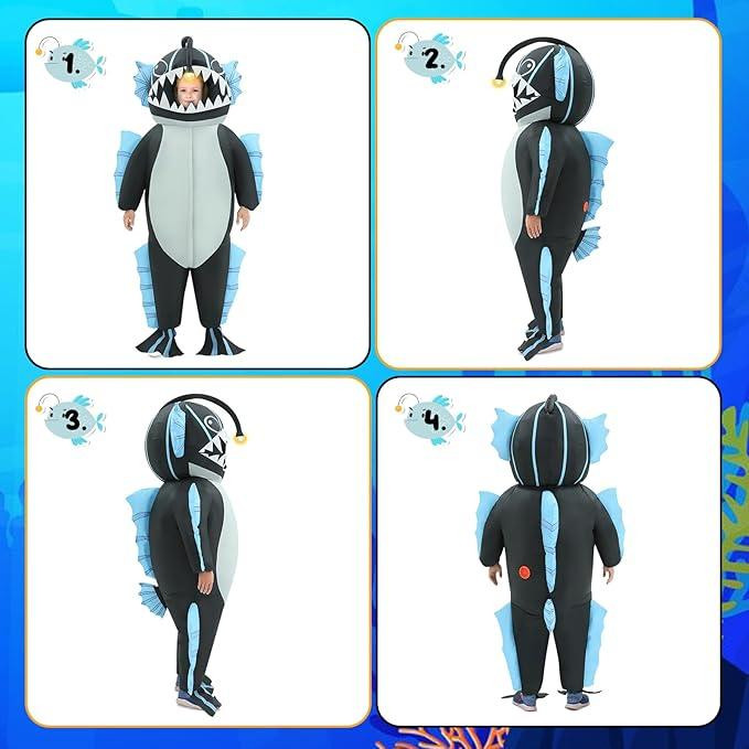 Надувний костюм риби дитячій, кумедний образ морського вудильника на свята, вистави, Хелловін на 120-150 см, 6-13 років Київ - фото 2