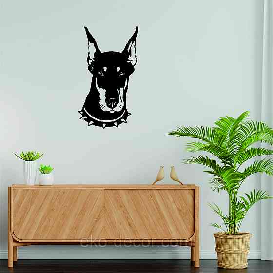 Декоративное настенное Панно «Доберман», Декор на стену 70*40 см, Черный Киев