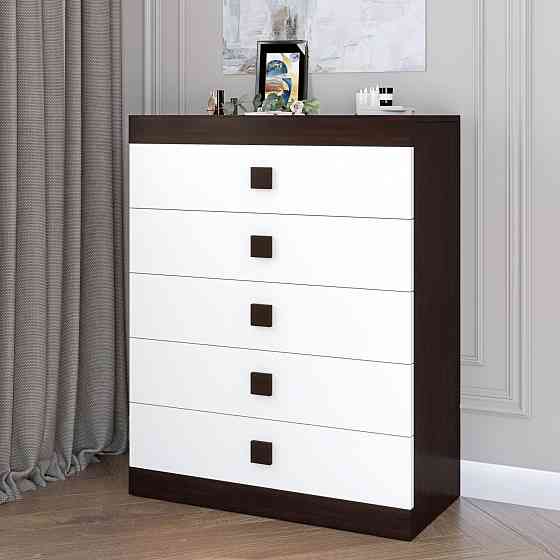 Высокий комод Эверест на 5 ящиков Соната-2 80х38х101 венге темный + белый (DTM-2021) Днепр