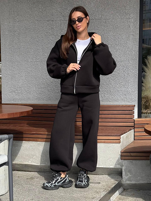 Жіночий теплий костюм на флісі Чорний 48/52 Харків - фото 2