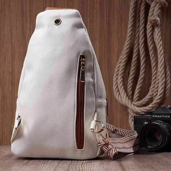 Стильна сумка жіноча з однією лямкою через плече з екошкіри Vintage 22757 Білий Київ