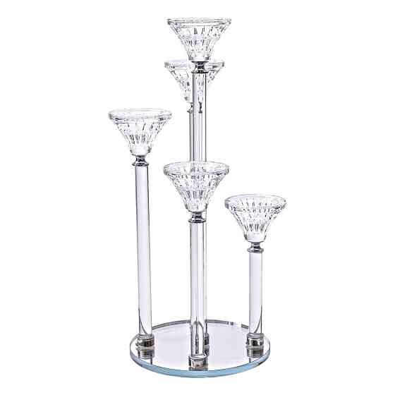 Yiwu Підсвічник скляний на 5 свічок 16×37.5 см підсвічник декоративний прозорий на ніжці HP-4-1 Киев