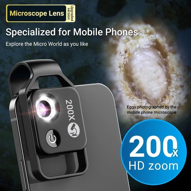Мікроскоп лінза для смартфона 200X із CPL фільтром Apexel APL-MS002CBK Луцк - изображение 4
