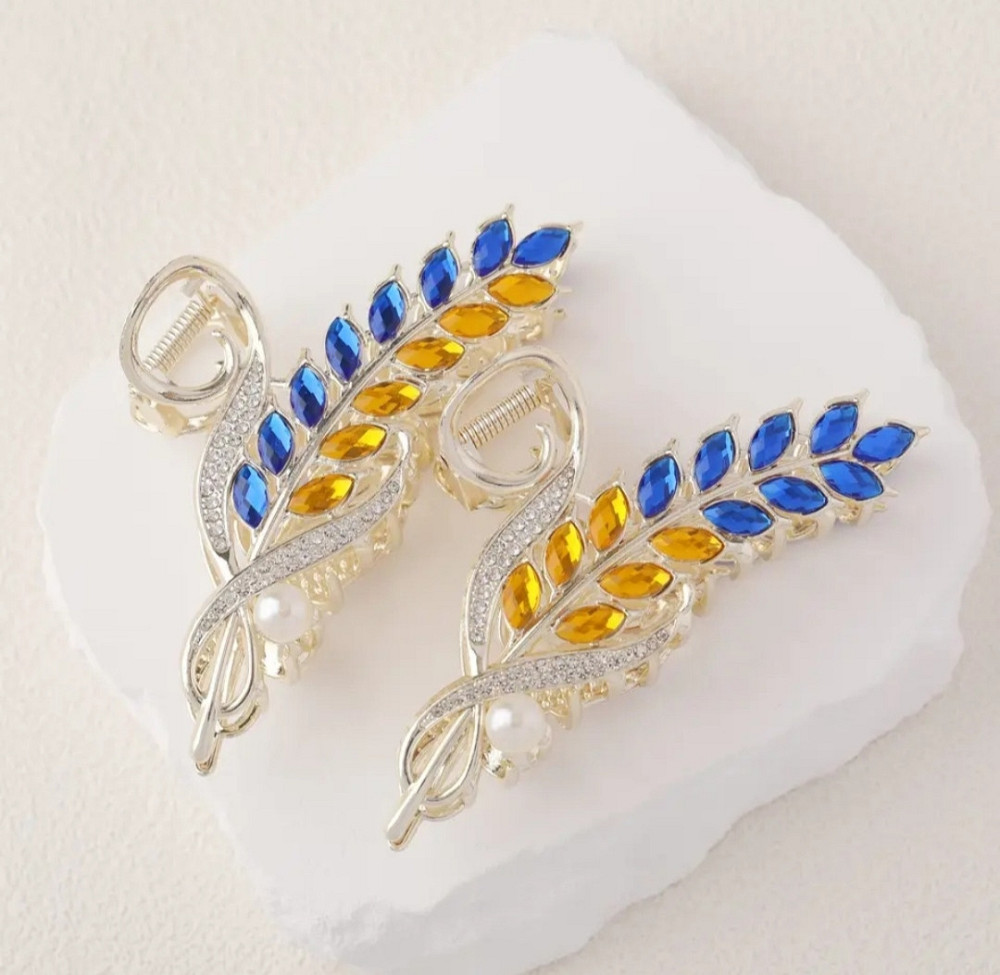 Заколка-крабік колосок в патріотичному стилі Сміла - фото 2