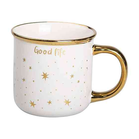 Чашка фарфоровая с золотым ободком и позолоченной ручкой 320 (мл) Good life Белая RX-N231506W Киев