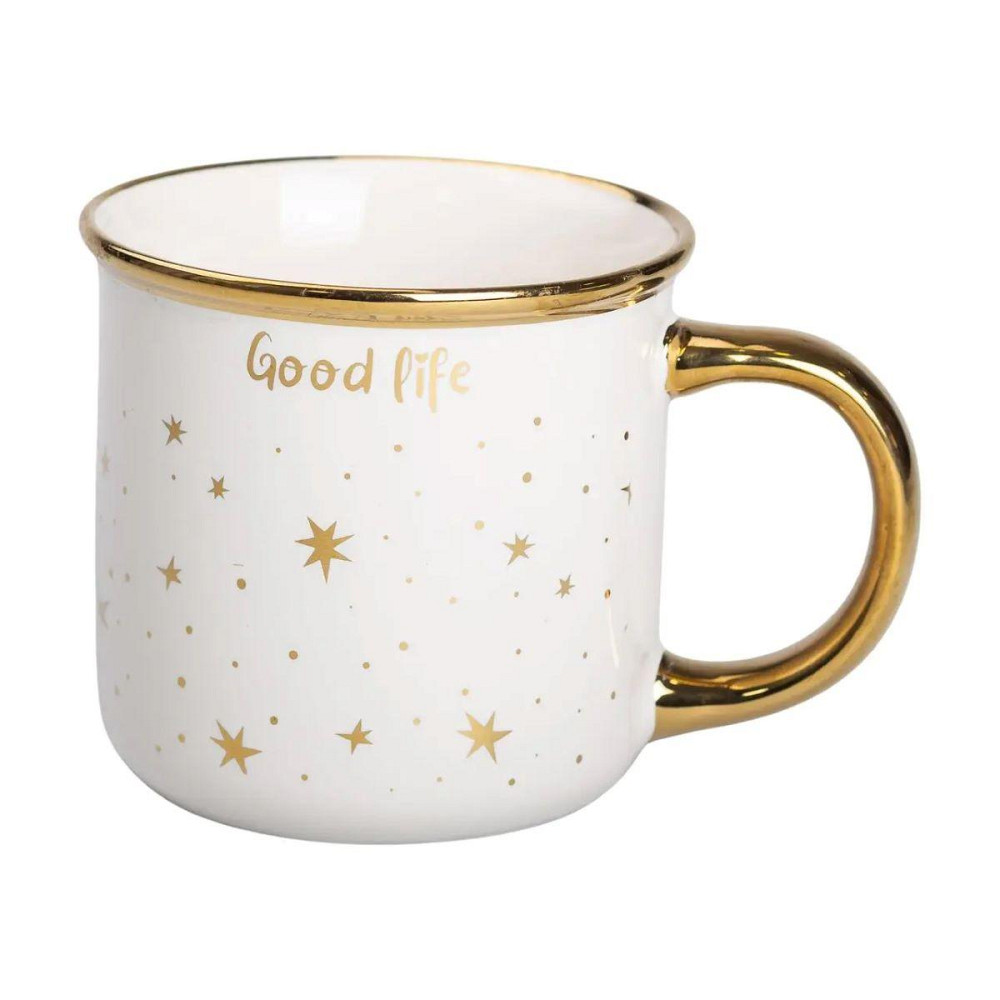 Чашка фарфоровая с золотым ободком и позолоченной ручкой 320 (мл) Good life Белая RX-N231506W Киев - изображение 1