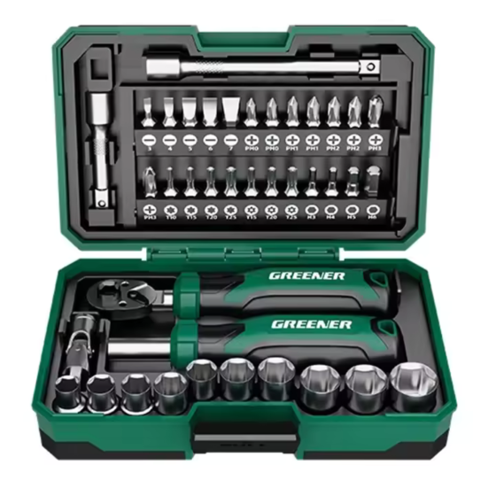 Набір інструментів для ремонту 40 шт: викрутка з перехідниками, тріскачка, набір біт, набір торцевих головок, в протиударному Кам'янець-Подільський