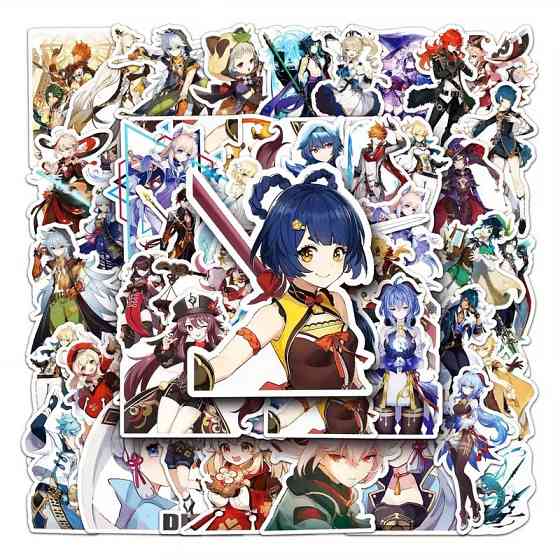 Набор 50 наклеек Genshin Impact – аниме стикеры для декора Киев