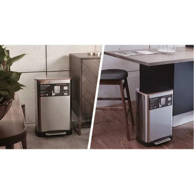 Контейнер для сміття JAH з педаллю і внутрішнім відром срібний металік 30 л (6311) Вінниця - фото 6