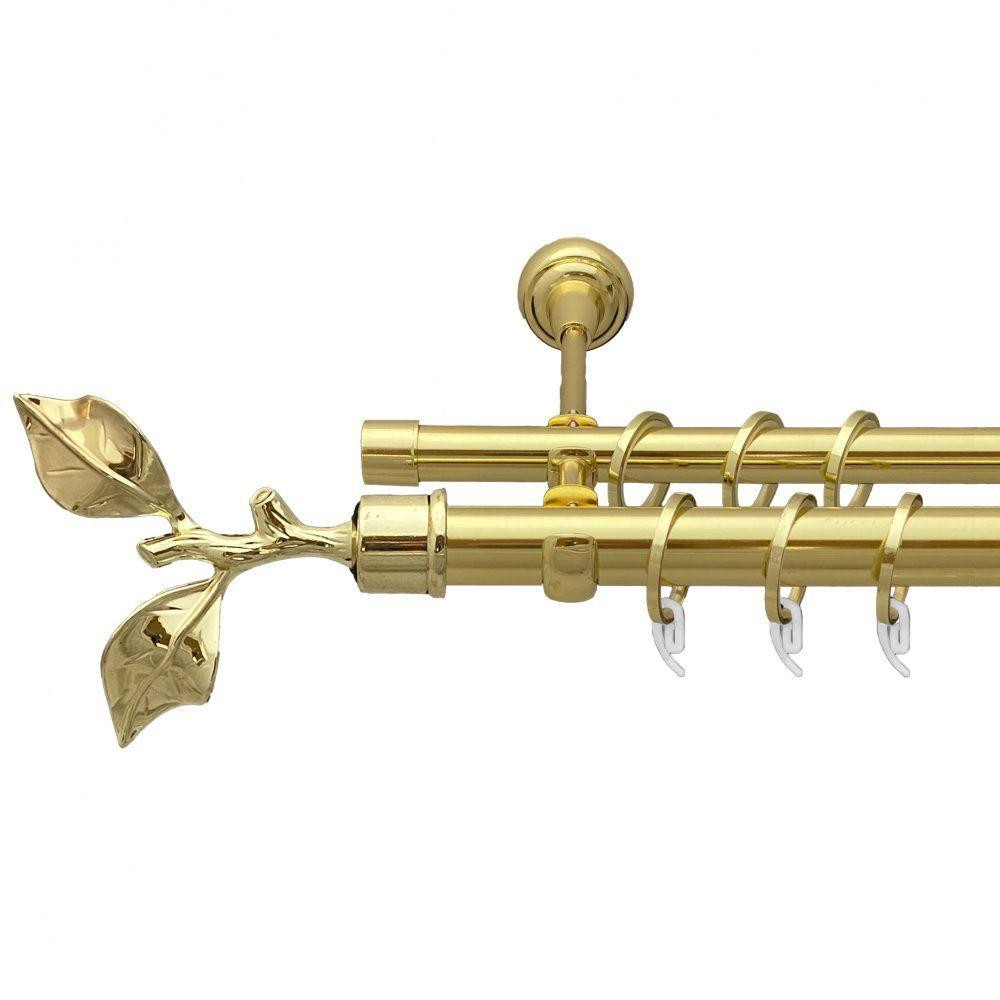 Карниз Orvit Листок Троянди металевий дворядний відкритий гладка труба кільце фасонне металеве  Золото 25\19 Львов - изображение 1