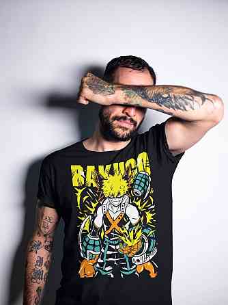 Футболка з аніме принтом Моя геройська академія оверсайз (S/M/L) Чорний AnimeJ0177 Дніпро