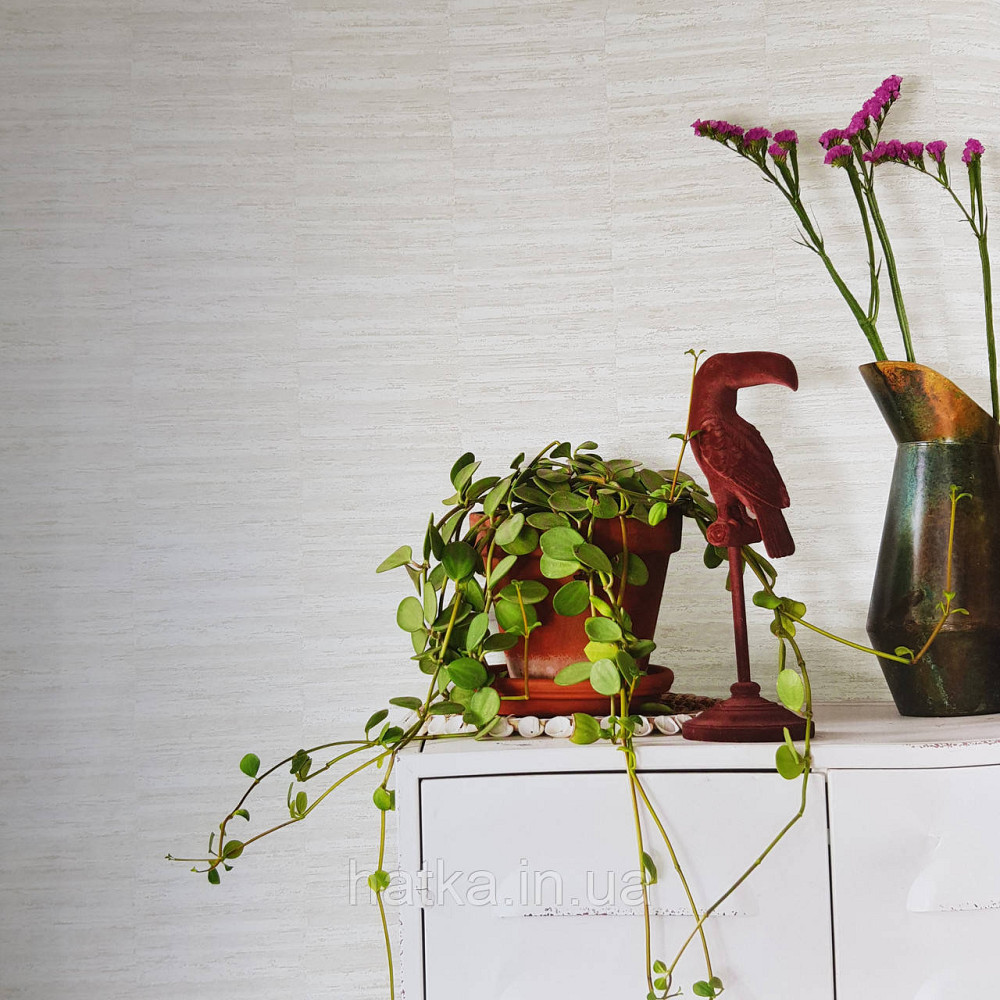 Шпалери флізелінові еко Rasch Kerala 0.53х10 смужки горизонтальні білі молочні сріблясті ефект потертості Київ - фото 1