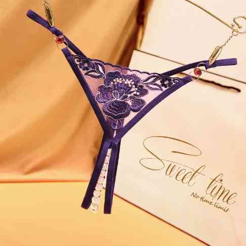 Еротичні трусики з намистинками Троянда універсальний фіолетовий Київ