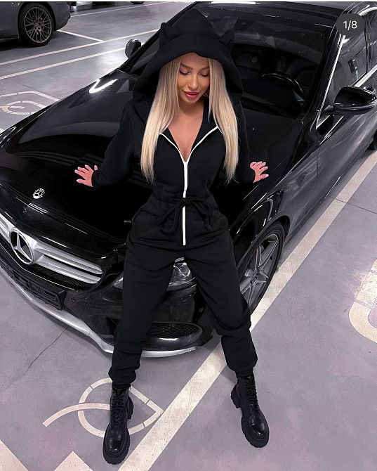 Женский стильный теплый комбинезон с ушками трехнить на флисе Одесса - изображение 1