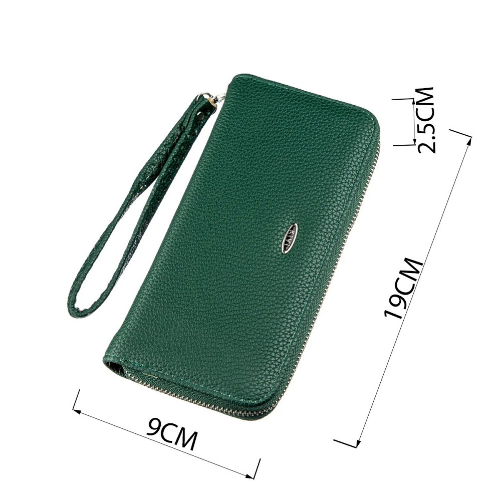 Кошелек женский на одну молнию из экокожи флотар KIVI 19017 Зеленый Киев - изображение 4